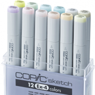 Copic Sketch EX-4 12 набор маркеров с кистью в кейсе - Copic Sketch EX-4 12 набор маркеров с кистью в кейсе Копик Скетч маркеры 12 цветов купить в официальном магазине Copic.Club   с доставкой по РФ и всему миру