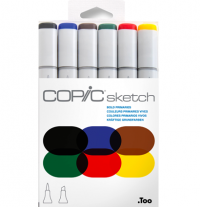Copic Sketch 6 Bold Primaries набор маркеров с кистью